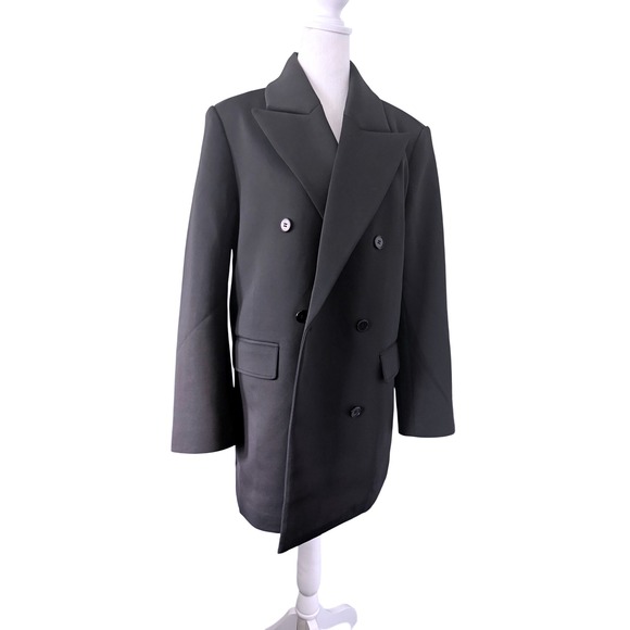 Good American Scuba Knit Double Breasted Longline Blazer Jacket Black XS - Picture 7 of 10